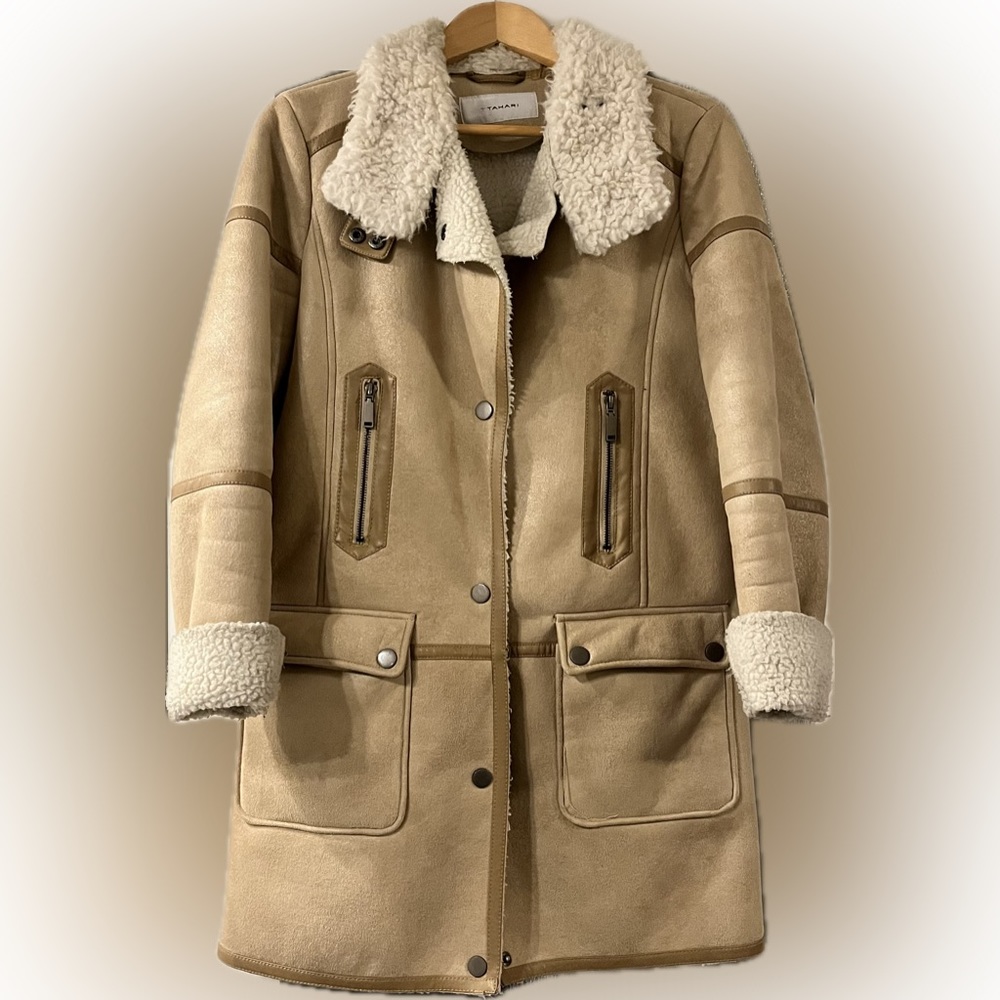 T Tahari faux shearling coat